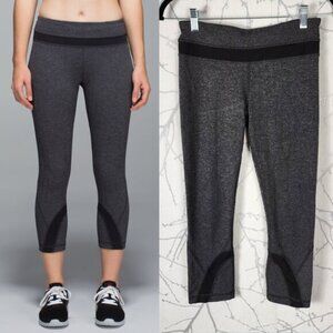 Lululemon Gray Herringbone Luxtreme Mid Rise Inspire Crop 21"